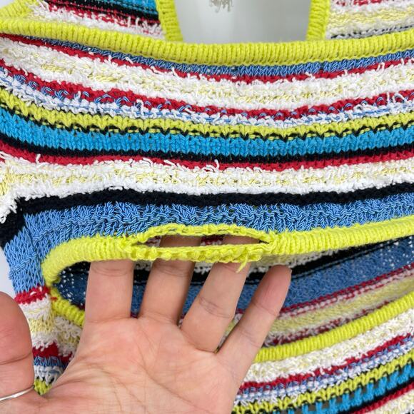 STAUD | Annabella Crochet Knit Striped Halterneck Maxi Dress in Pacific Reef S - Picture 9 of 11